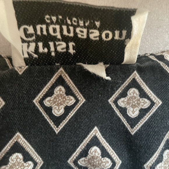 Vintage 70s Krist Gudnason California Dress Women Medium Black White Tan Floral - Picture 8 of 10